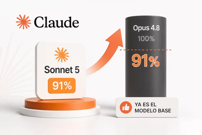 Sonnet 5 llega al 91% de Opus 4.8 Sonnet 5 llega al 91% de Opus 4.8