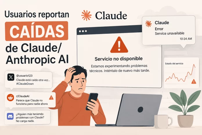 Usuarios reportan caídas de Claude/Anthropic AI